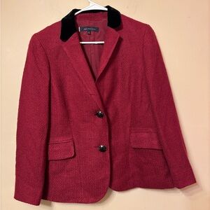 Anne Klein Red Blazer with Black Velvet Collar
